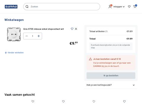 Cart: minimum order 10 euro